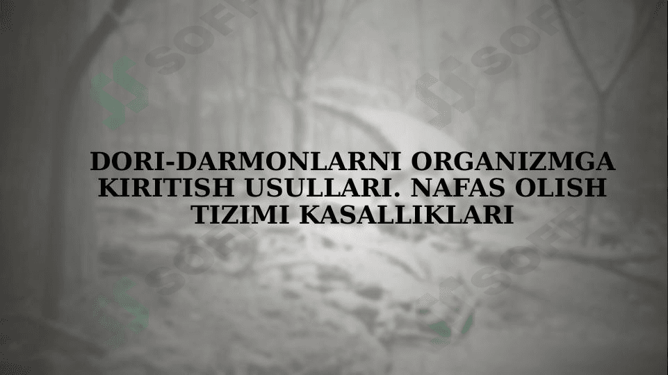 Dori-darmonlarni organizmga kiritish usullari. Nafas olish tizimi kasalliklari