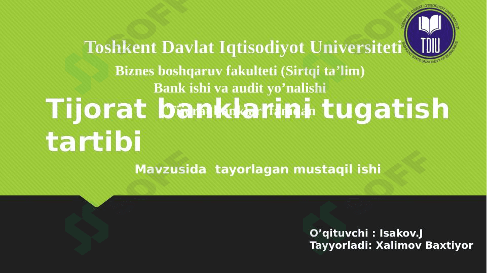 tijorat banklarini tugatish