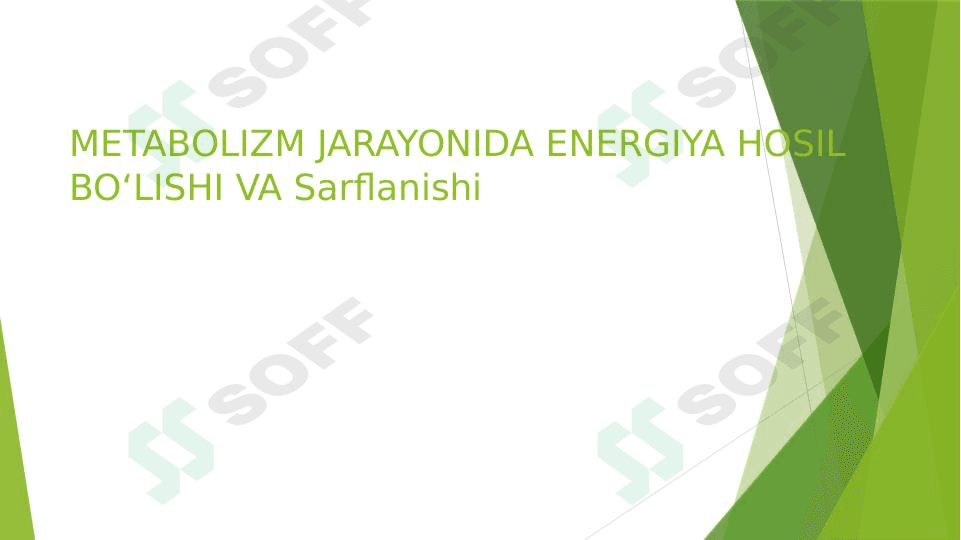 Metabolizm jarayonida energiya hosil boʻlishi va sarflanishi