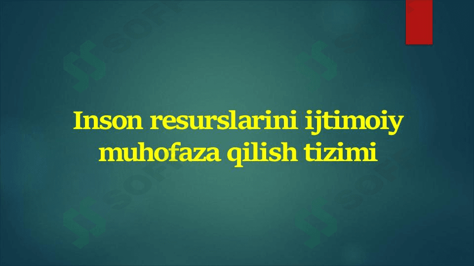 Inson resurslarini ijtimoiy muhofaza qilish tizimi
