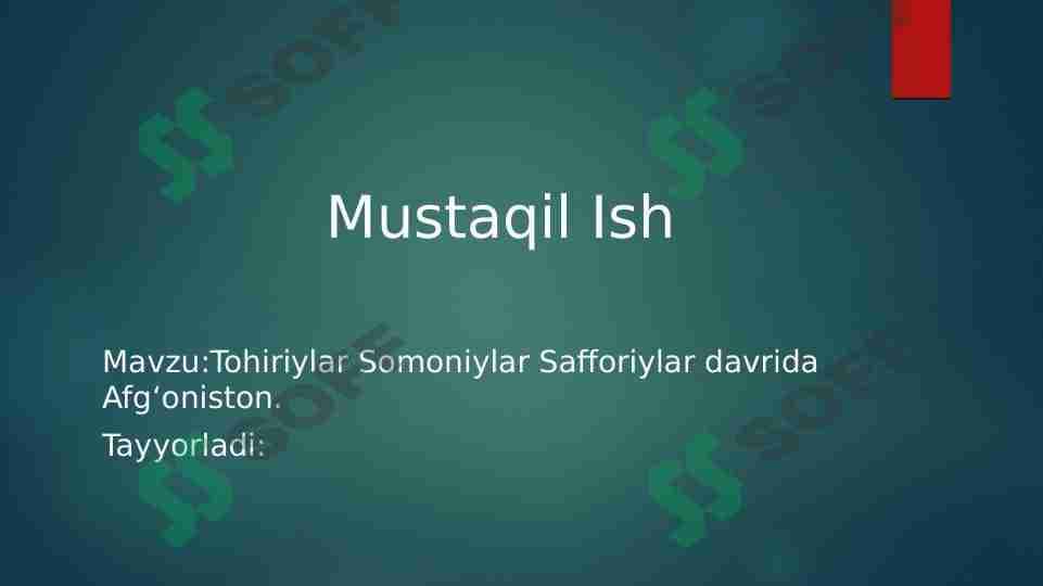 Tohiriylar Somoniylar Safforiylar davrida Afg‘oniston