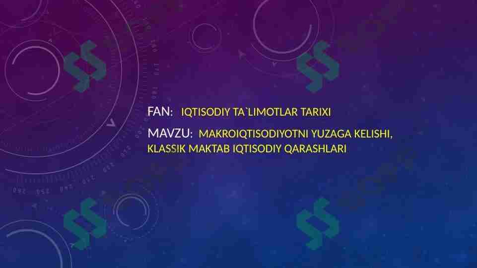 Makroiqtisodiyotni yuzaga kelishi, klassik maktab iqtisodiy qarashlari