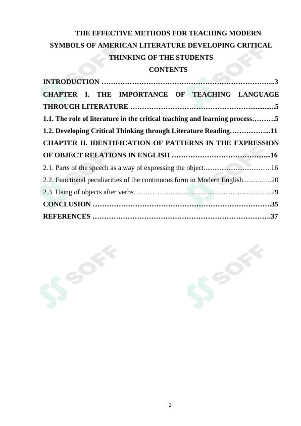 THE EFFECTIVE METHODS FOR TEACHING MODERN SYMBOLS OF AMERICAN LITERATURE DEVELOPING CRITICAL THINKING OF THE STUDENTS