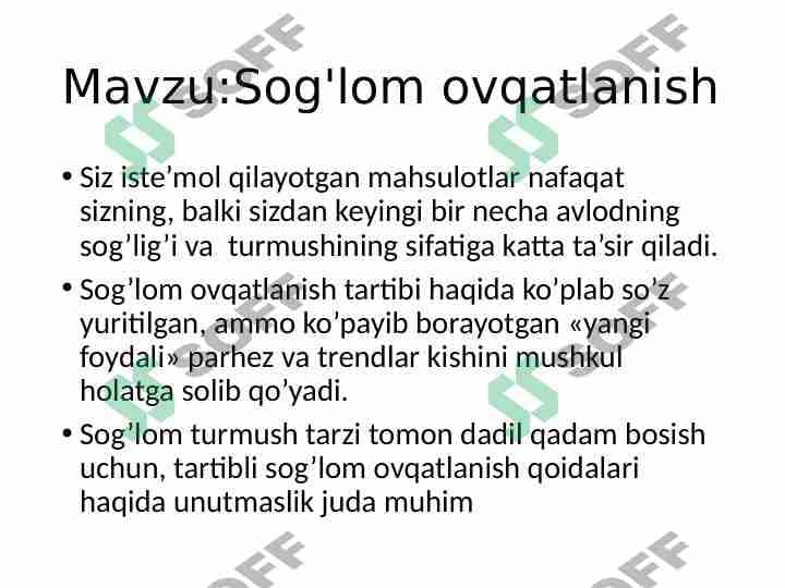 Sogʻlom ovqatlanish