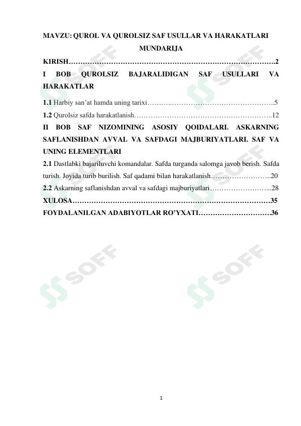 QUROL VA QUROLSIZ SAF USULLAR VA HARAKATLARI