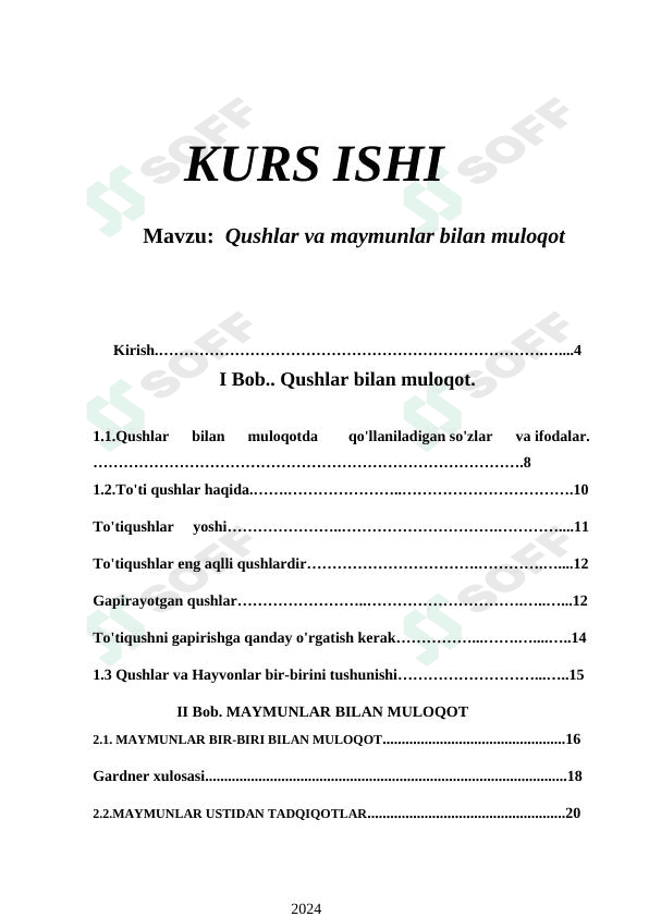 Qushlar va maymunlar bilan muloqot