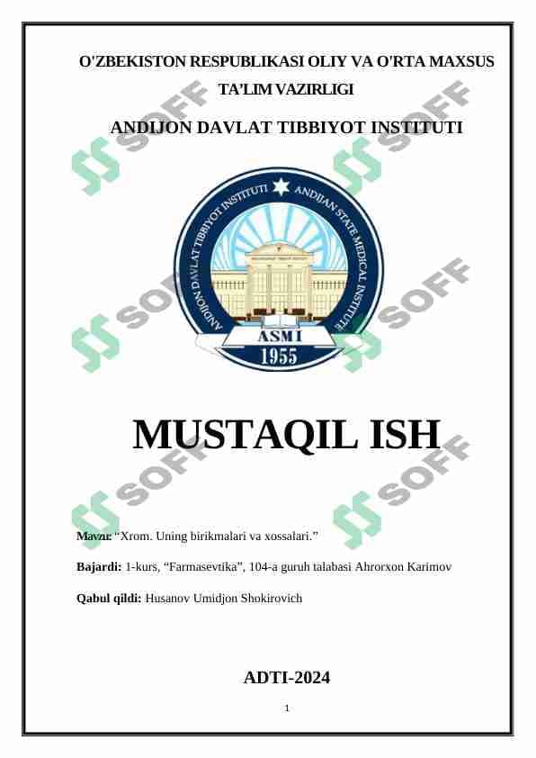 Xrom va uning birikmalari va xossalari