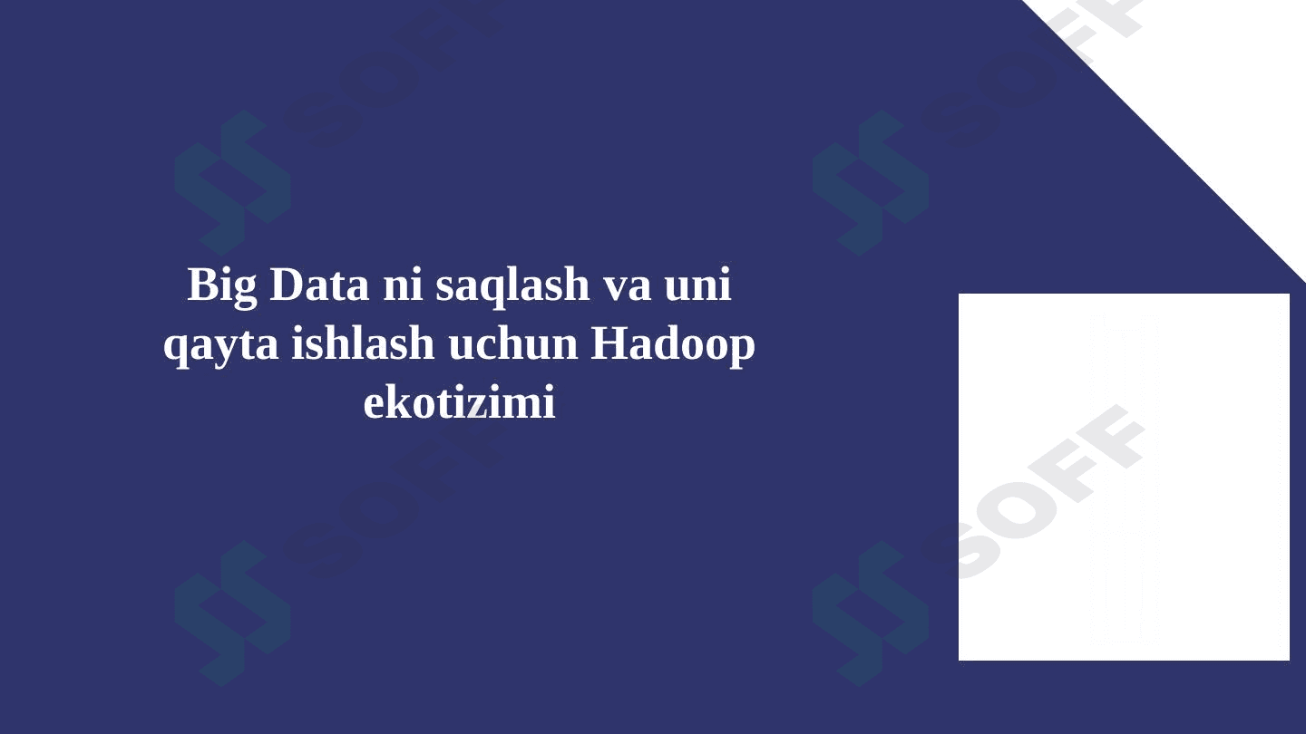 Big Data ni saqlash va uni qayta ishlash uchun Hadoop ekotizimi