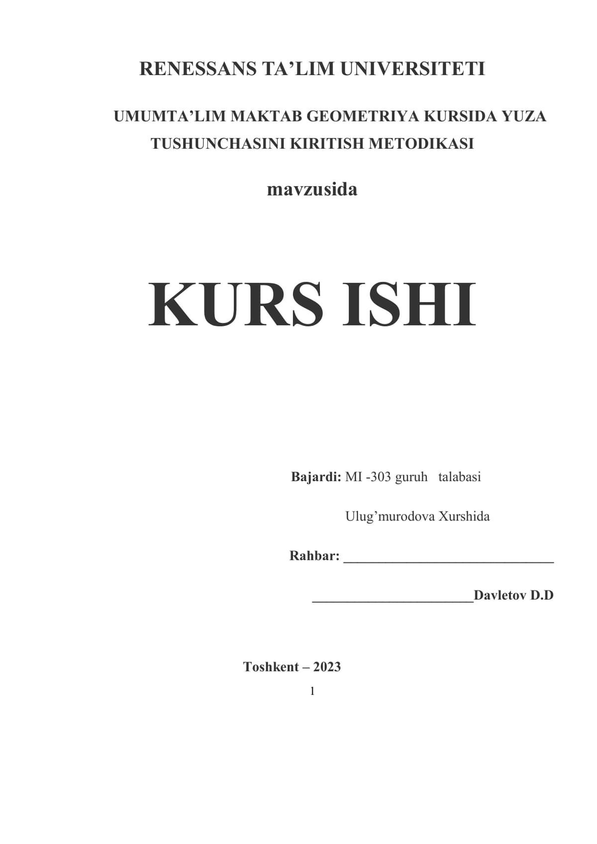 Kurs ishi shablon