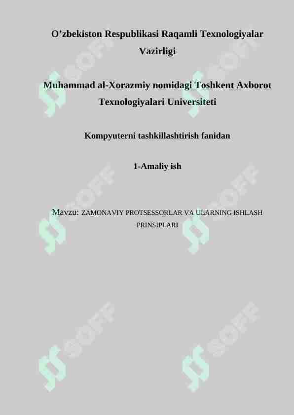 ZAMONAVIY PROTSESSORLAR VA ULARNING ISHLASH PRINSIPLARI