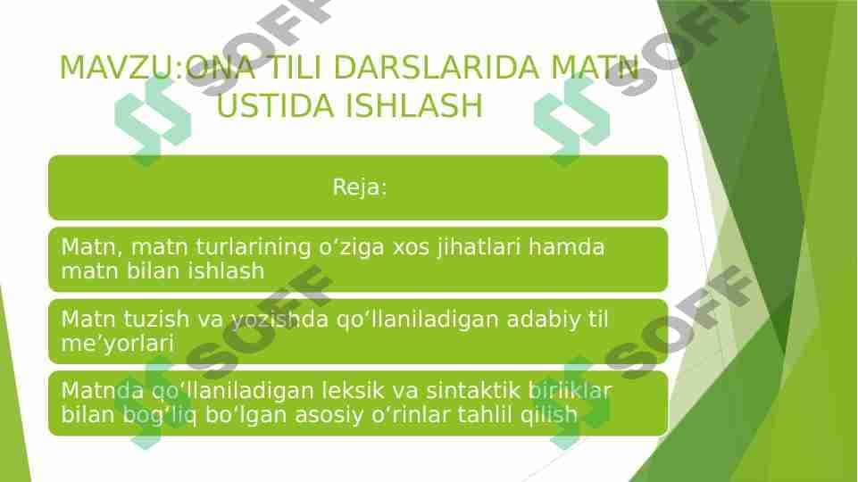 ONA TILI DARSLARIDA MATN USTIDA ISHLASH
