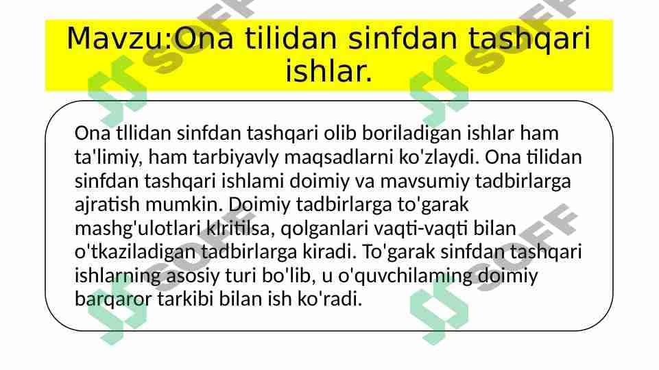 Ona tilidan sinfdan tashqari ishlar.