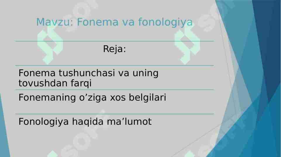 Fonema va fonologiya
