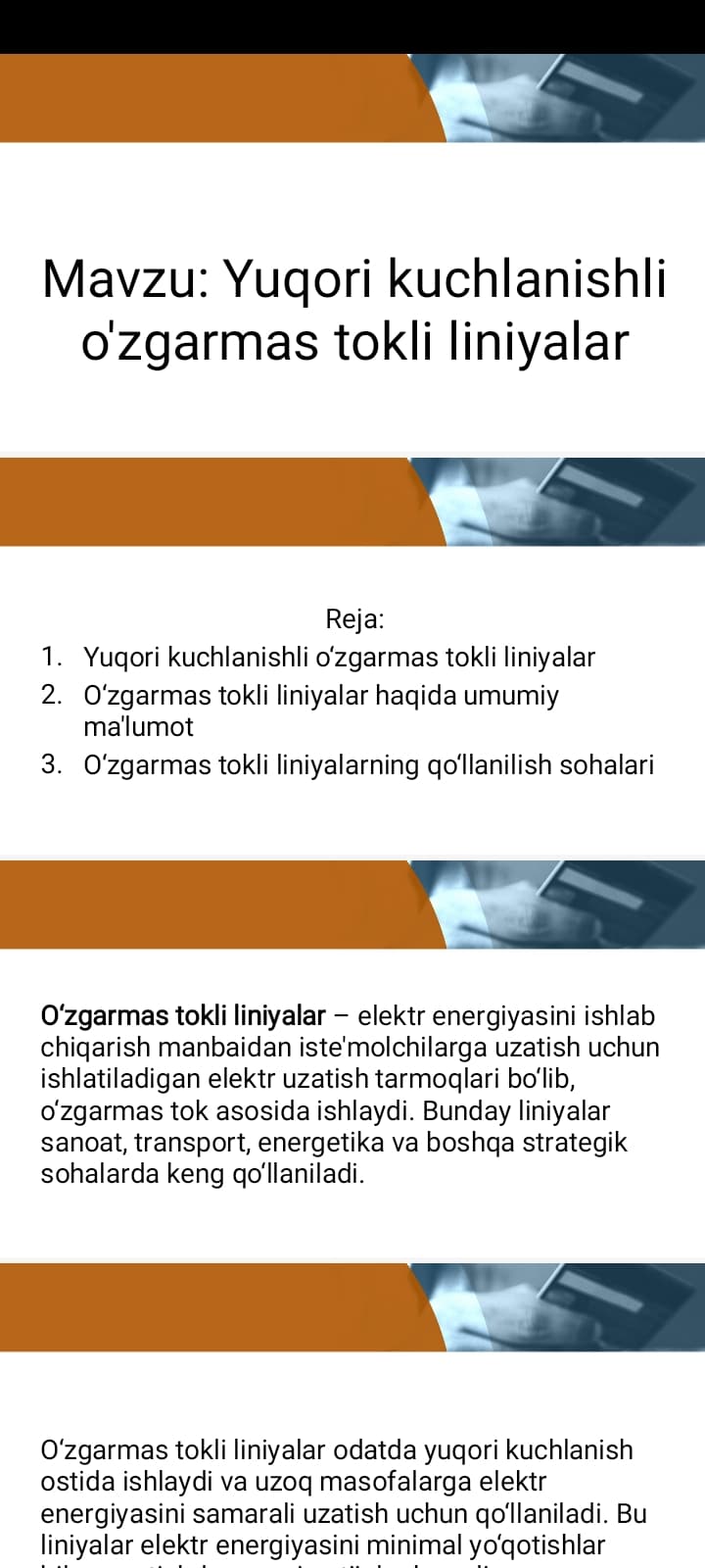 Yuqori kuchlanishli o'zgarmas tokli liniyalar