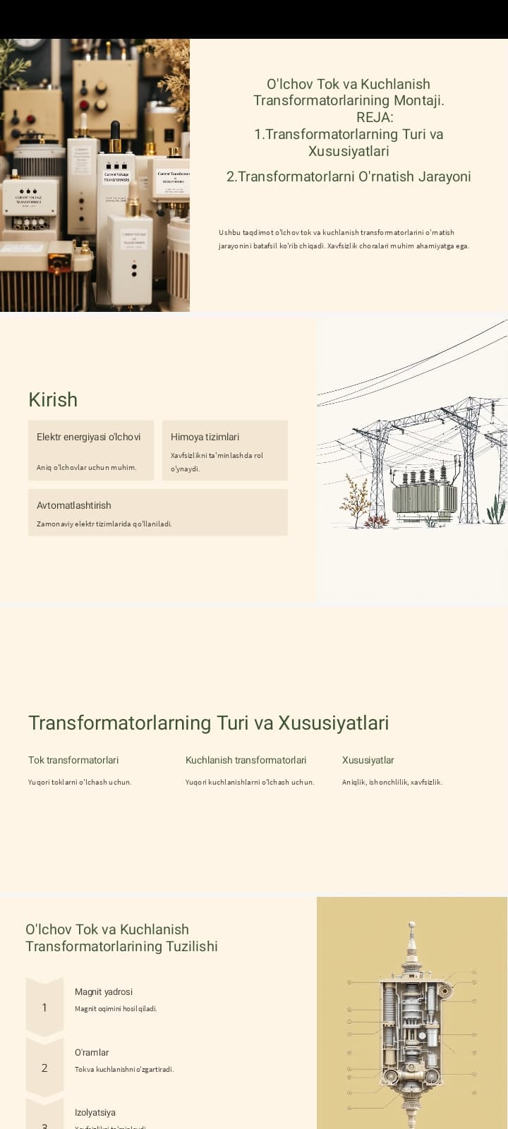 O'lchov Tok va Kuchlanish Transformatorlarining Montaji.