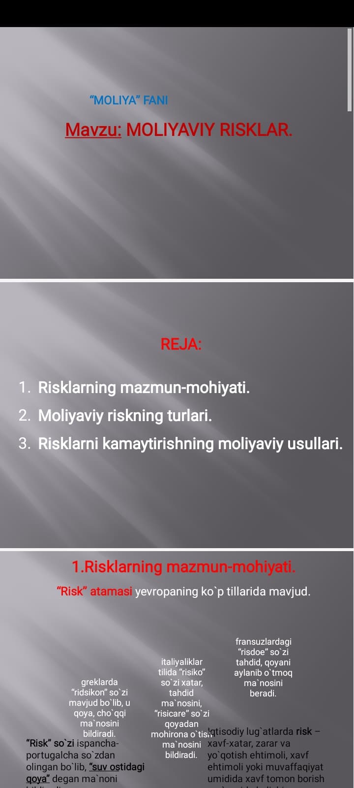MOLIYAVIY RISKLAR