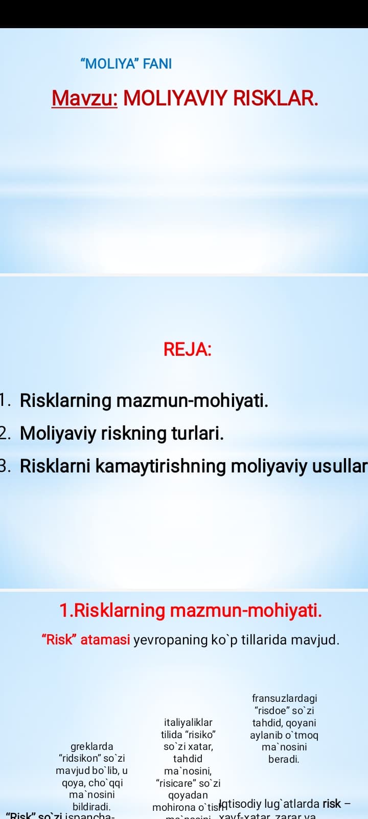 MOLIYAVIY RISKLAR