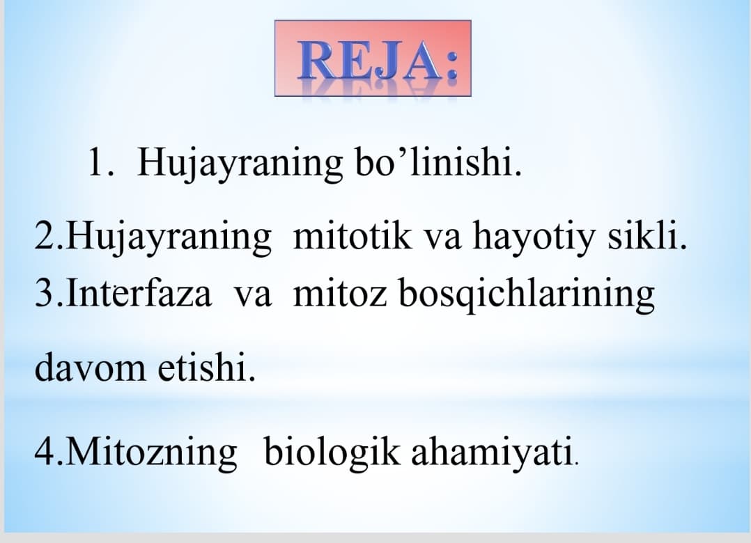 Hujayraning bo’linishi usullari