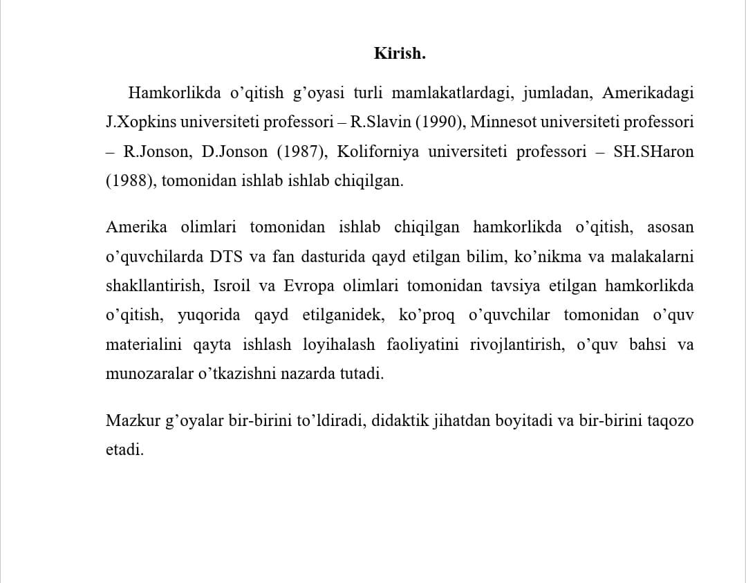 Informatikani o‘qitishda hamkorlikda o‘qitishni rejalashtirish