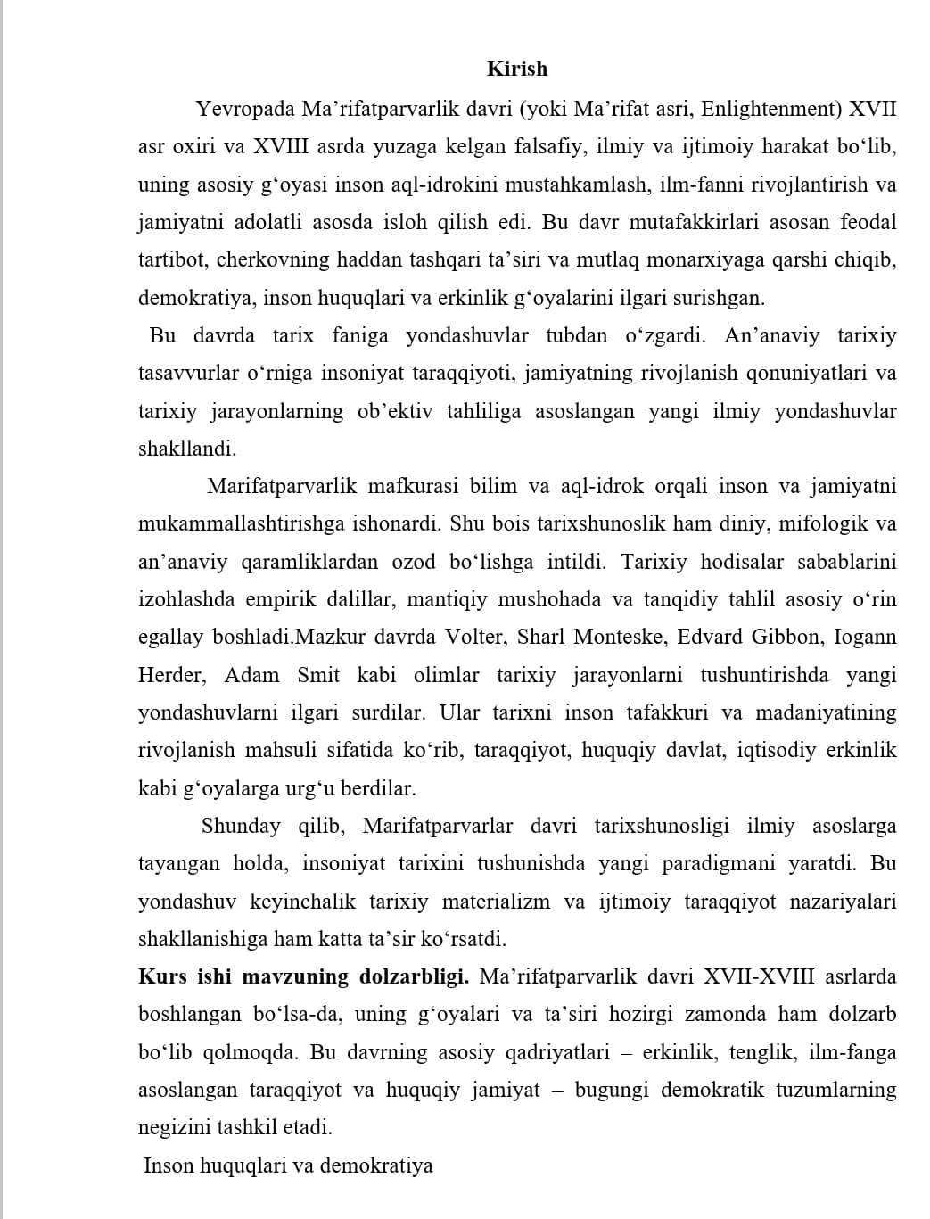 Ma’rifatparvarlar tarixshunosligi kurs ishi