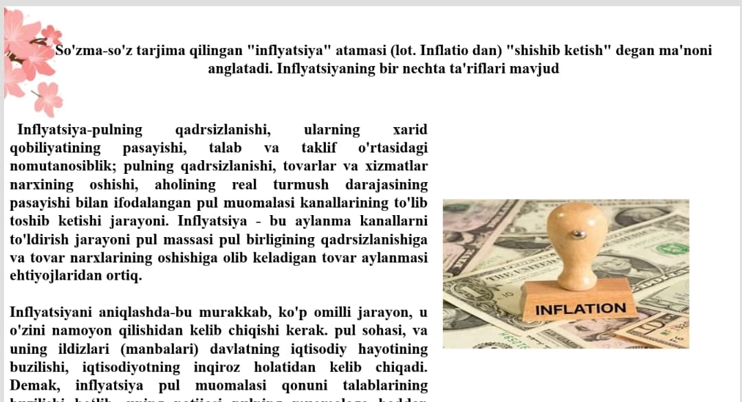 Inflyasiyaga qarshi siyosat va inflyasion targetlashning ahamiyati