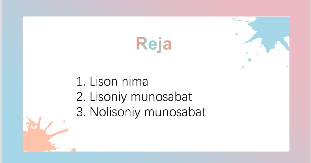 Lisoniy va Nolisoniy munosabat
