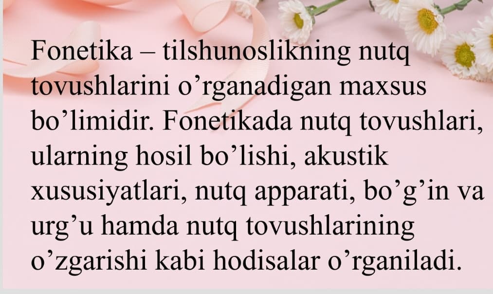 Fonetika haqida ma'lumot Fonetika va uning turlari
