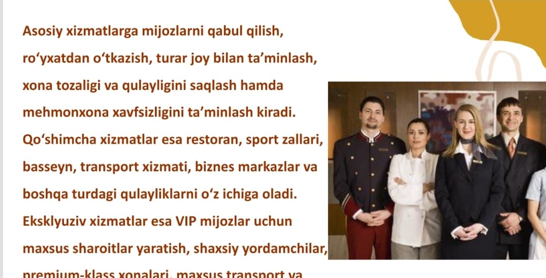 Mehmon xonaga xizmat ko'rsatish tashkilotini tahlil qilish