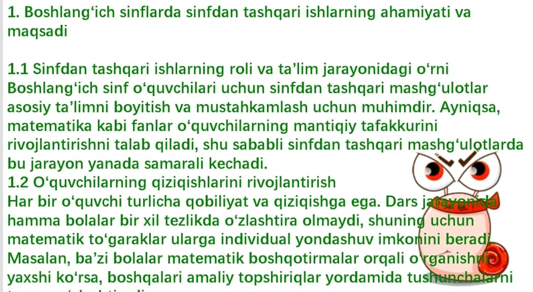Matematik toʼgarakni oʼtkazish metodikasi.Boshlangʻich sinflarda sinfdan tashqari ishlning xususiyati.
