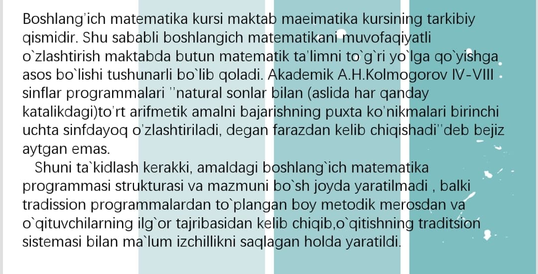 Boshlangʻich sinflarda matematiki kursining mazmuni va tuzilishi.