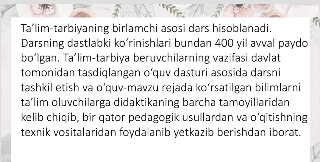 Boshlangʻich sinflarda matematika darsligining tuzilishi vadars tizimi