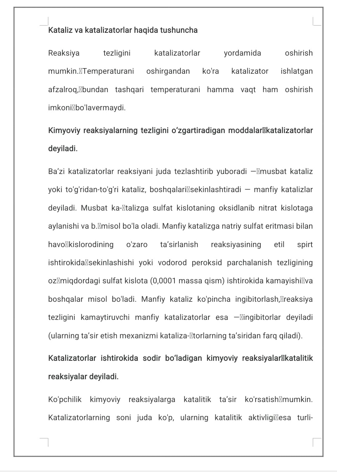 Kataliz va katalizatorlar