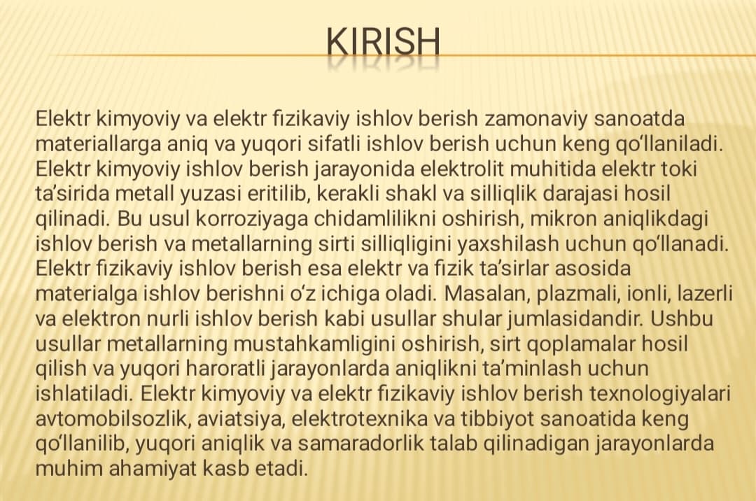 Elektr kimyoviy va elektr fizikaviy ishlov berish