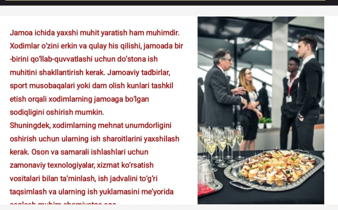 Ovqatlanish korxonalarida servis hizmatlarini optimallashtirish