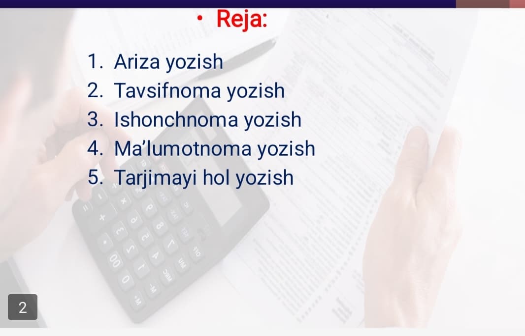 Ish qog’ozlari ustida ishlash