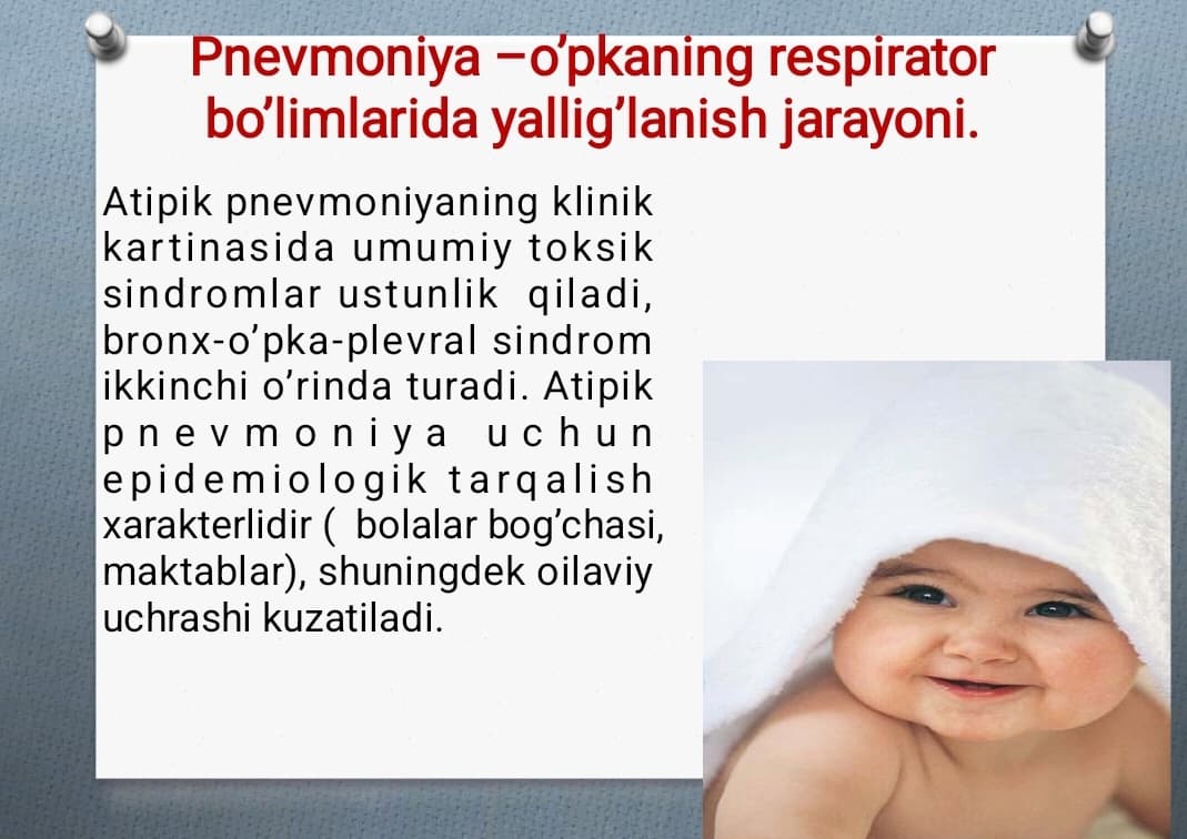PNEVMONIYA O`PKANING RESPIRATOR BO`LIMLARIDA  YALLIG`LANISH JARAYONI