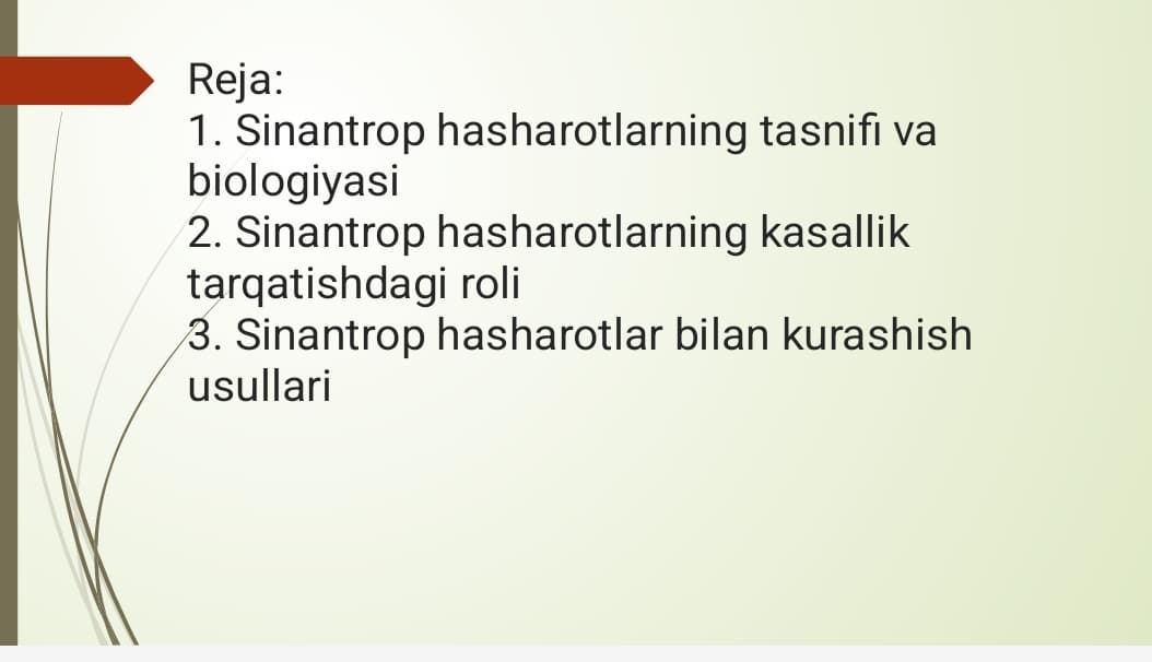 Sinantrop hasharotlarning epidemiologik ahamiyati