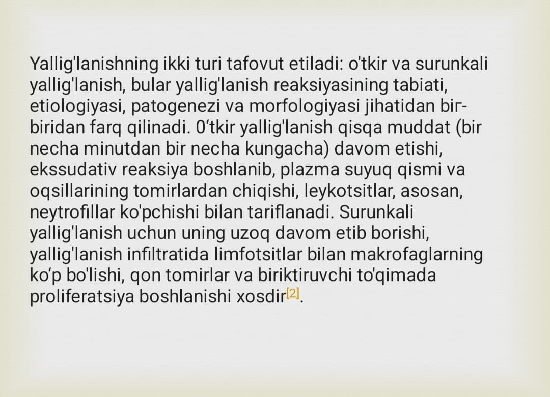 Yallig ‘lanish reaksiyasi vaqtida hujayralarning o ‘zaro ta’siri