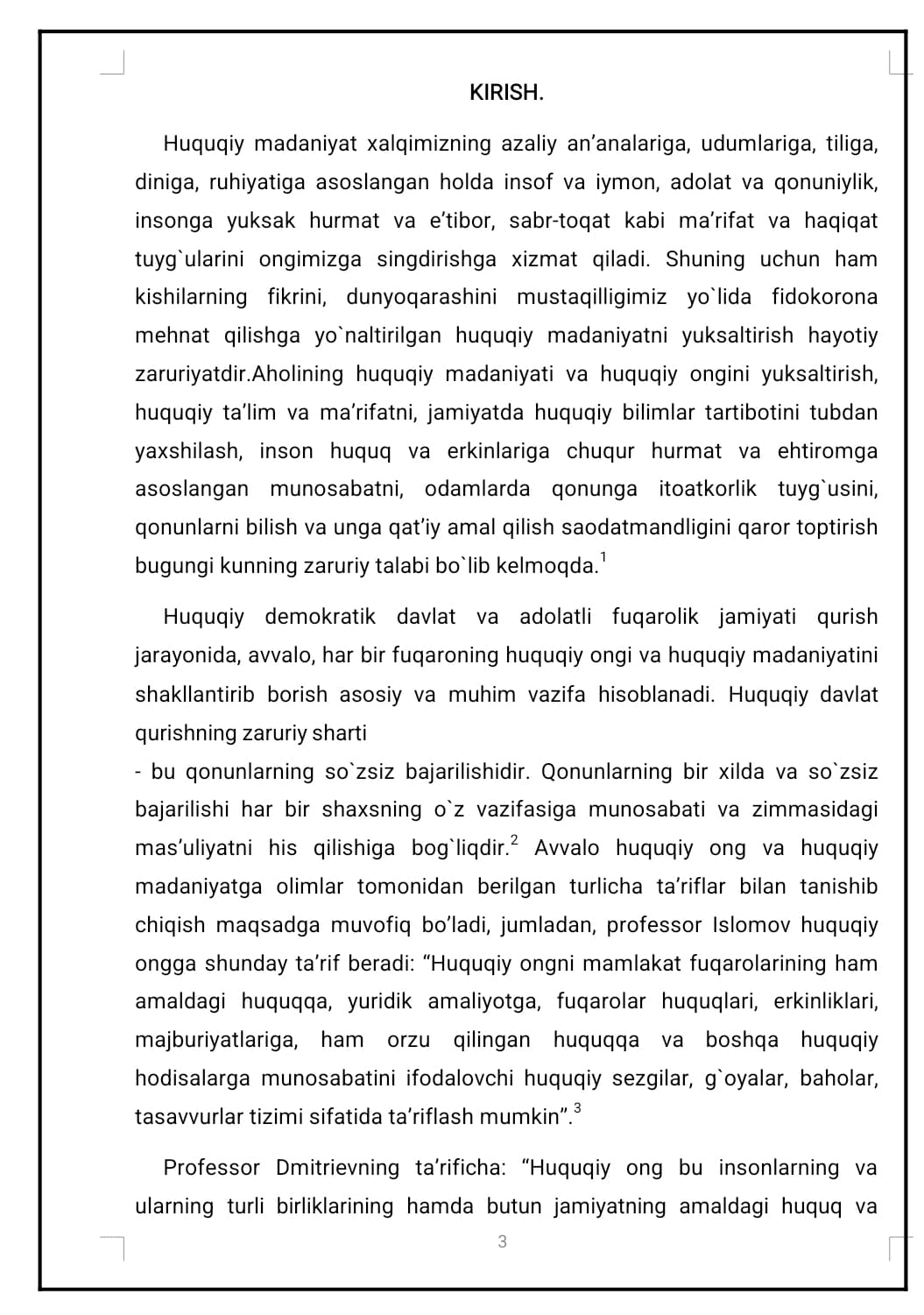 Huquqiy	ongni	shakllantirishda	huquqiy tarbiyaning o'rni