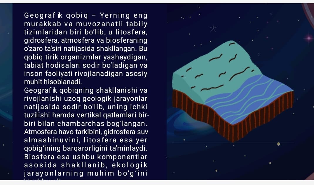 “Geografik qobiq, uning tarkibi va tuzilishi