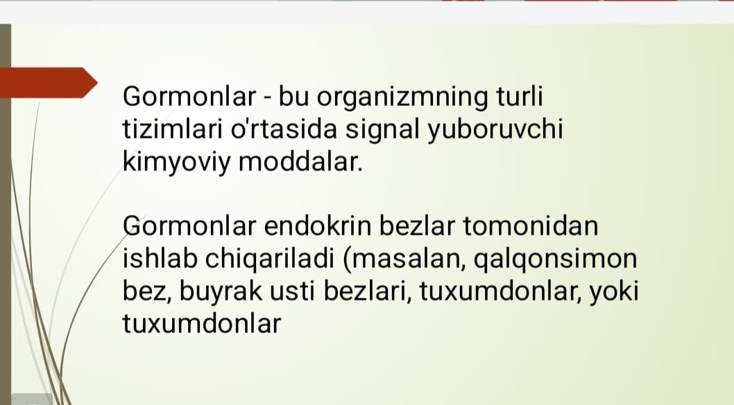 Gormonlarning organizmga tasiri