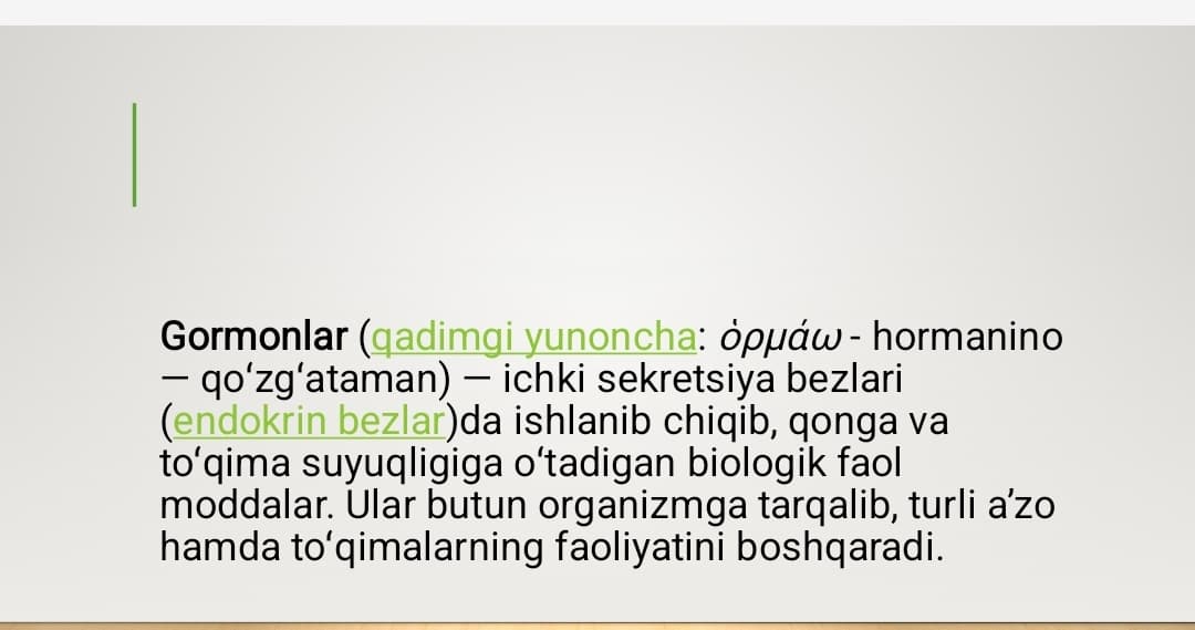 Garmonlarning organizmga tasiri