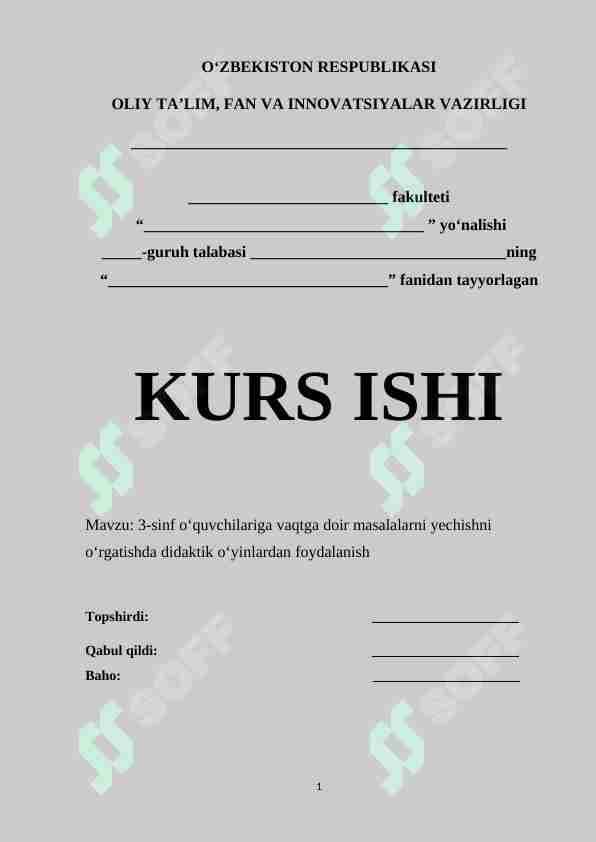 3-sinf o‘quvchilariga vaqtga doir masalalarni yechishni o‘rgatishda didaktik o‘yinlardan foydalanish