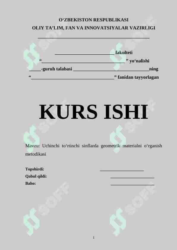 Uchinchi to‘rtinchi sinflarda geometrik materialni o‘rganish metodikasi
