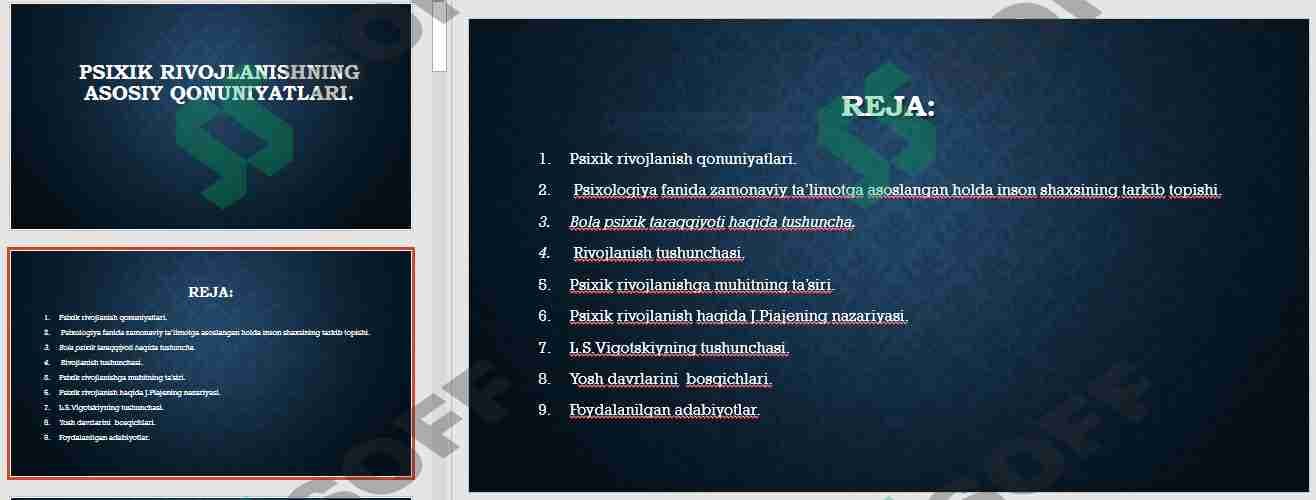 psixik rivojlanishning asosiy qonuniyatlari.