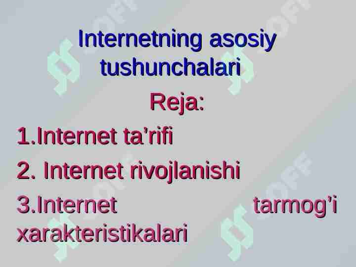 Internetning asosiy tushunchalari