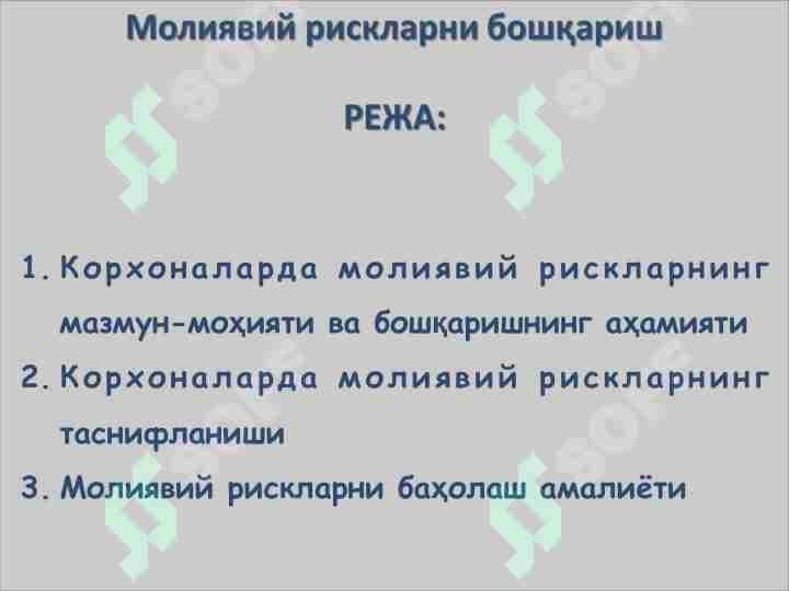 Moliyaviy risklarni boshqarish