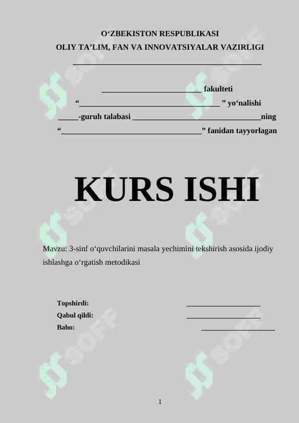 3-sinf o‘quvchilarini masala yechimini tekshirish asosida ijodiy ishlashga o‘rgatish metodikasi
