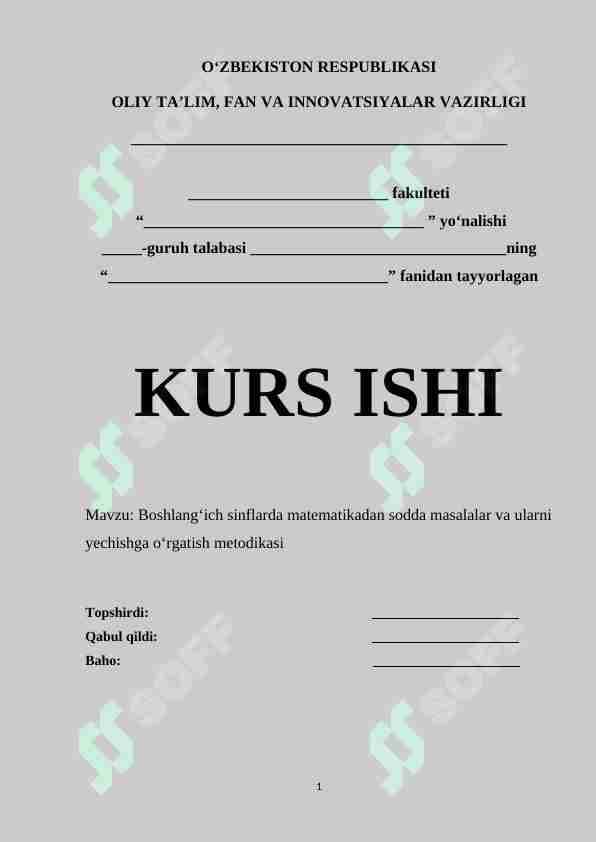 Boshlang‘ich sinflarda matematikadan sodda masalalar va ularni yechishga o‘rgatish metodikasi
