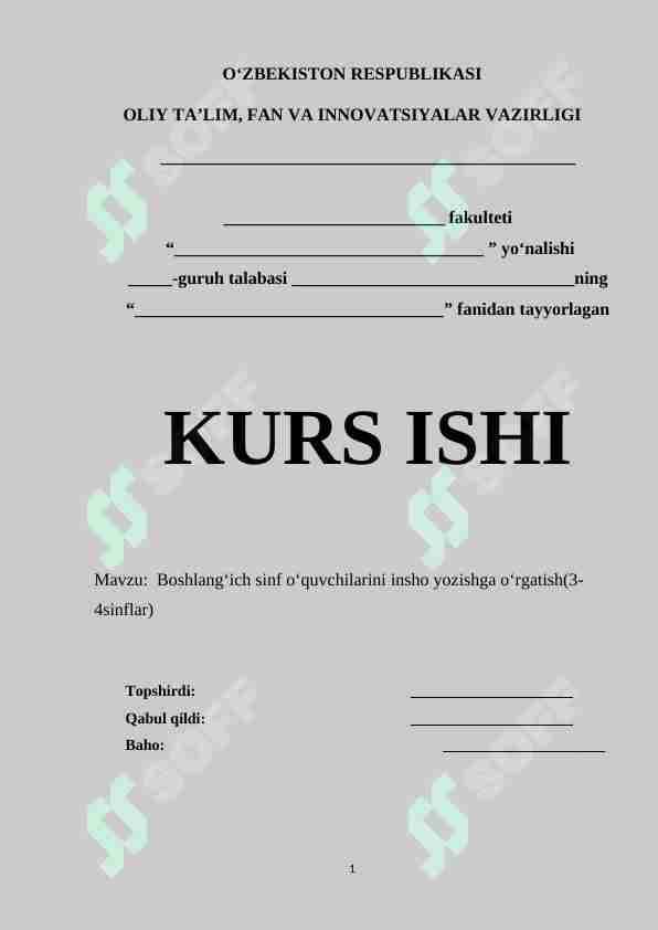 Boshlang‘ich sinf o‘quvchilarini insho yozishga o‘rgatish(3-4sinflar)